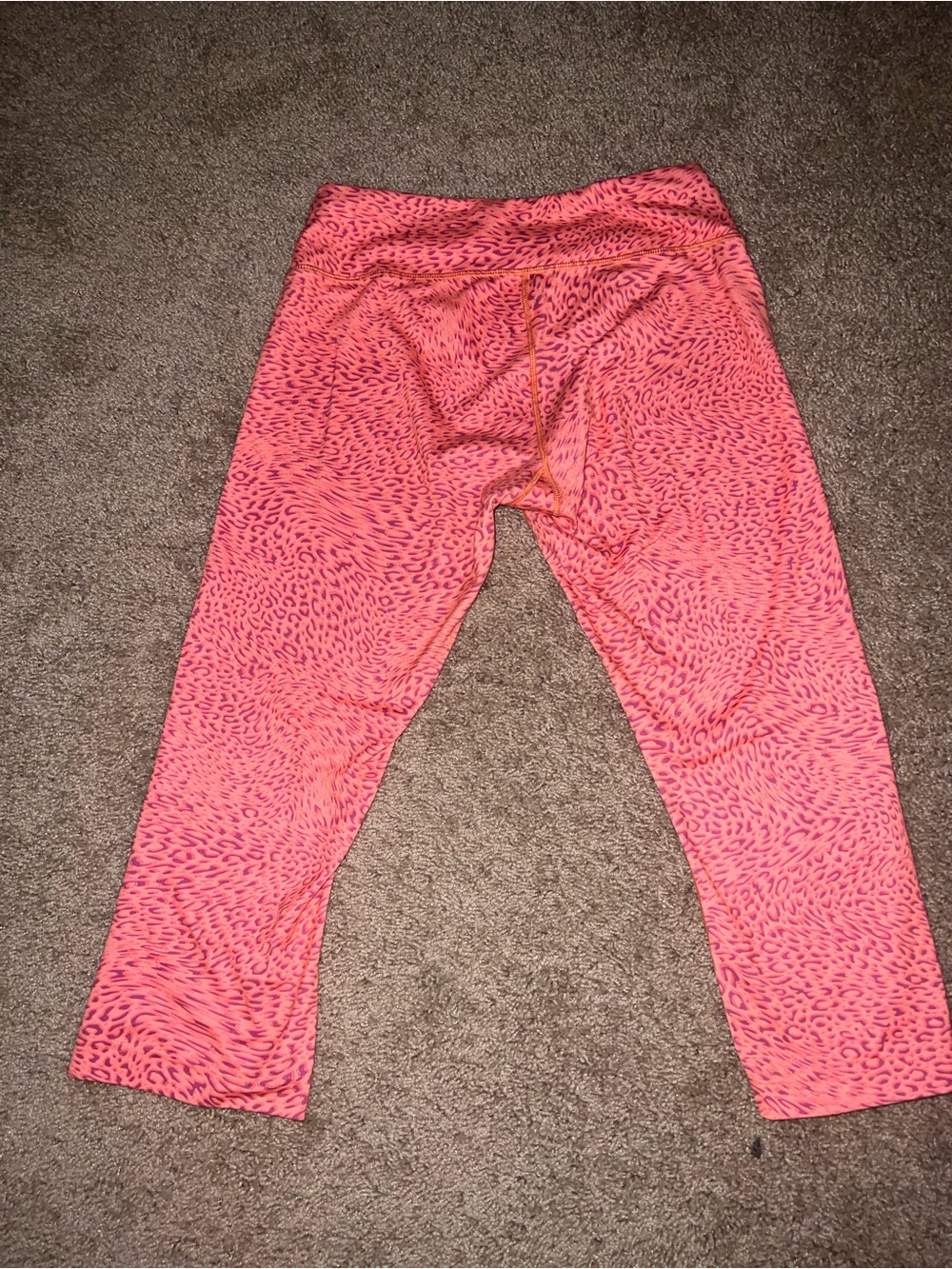 Reebok Pink and Coral Animal Print Capri Leggings